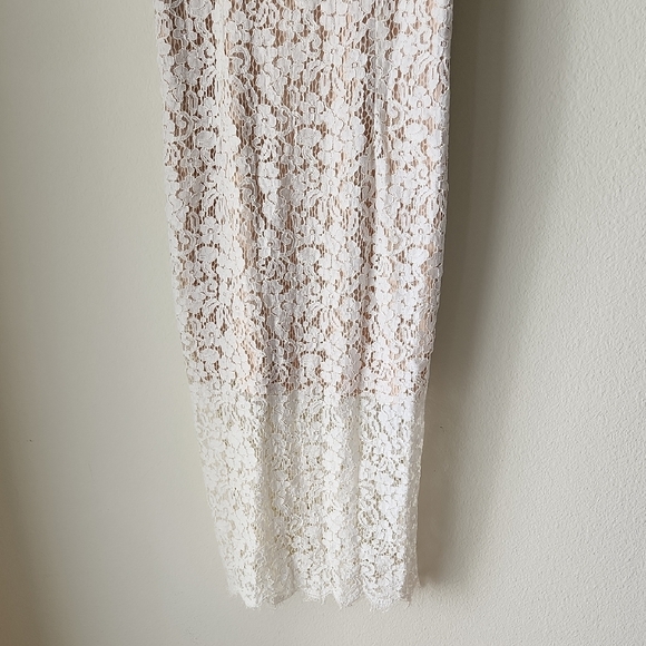 Bardot REVOLVE Sienna Lace Sheath Midi Dress in Cream with Cami Straps Sz M - Picture 7 of 16